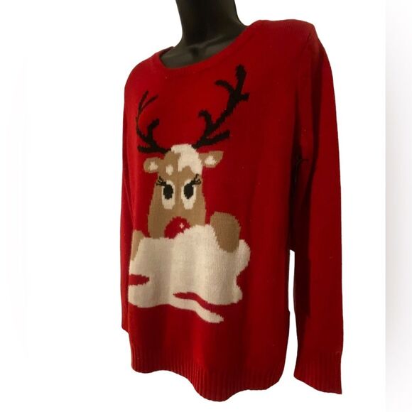 Women’s |  Ugly Christmas sweater | Reindeer sweater | Christmas NWT size L - Picture 4 of 14